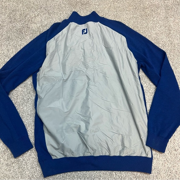 FootJoy Tech Sweater Men’s Medium Gray Blue 1/4 Zip Wool Blend Golf Pullover - Picture 6 of 7